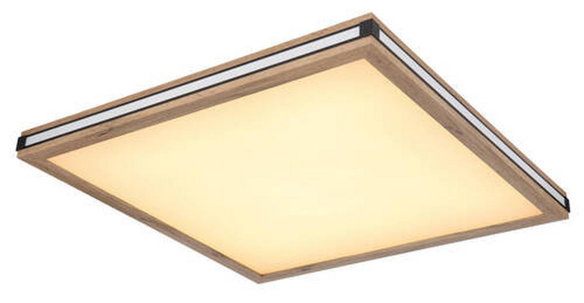 LED-TAKLAMPA 36 W 60/60/7,5 cm  - vit/opal, Natur, metall/trämaterial (60/60/7,5cm) - Globo