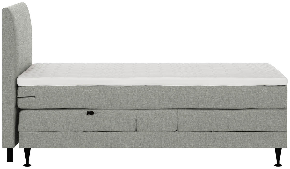 BOXSPRINGBETT 120/200 cm,  in Grau, Matratze, Topper, motorische Verstellbarkeit, Fernbedienung, H5 = hart  - Schwarz/Grau, KONVENTIONELL, Holzwerkstoff/Textil (120/200cm) - Welnova