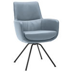 ARMLEHNSTUHL  Beinauswahl, Lederauswahl, Typenauswahl, Sitzfläche 360° drehbar   - Schwarz/Grau, Design, Leder/Metall (60/90/61cm) - Dieter Knoll