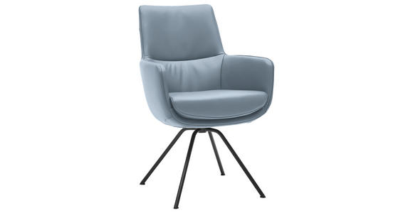 ARMLEHNSTUHL  Beinauswahl, Lederauswahl, Typenauswahl, Sitzfläche 360° drehbar   - Schwarz/Grau, Design, Leder/Metall (60/90/61cm) - Dieter Knoll