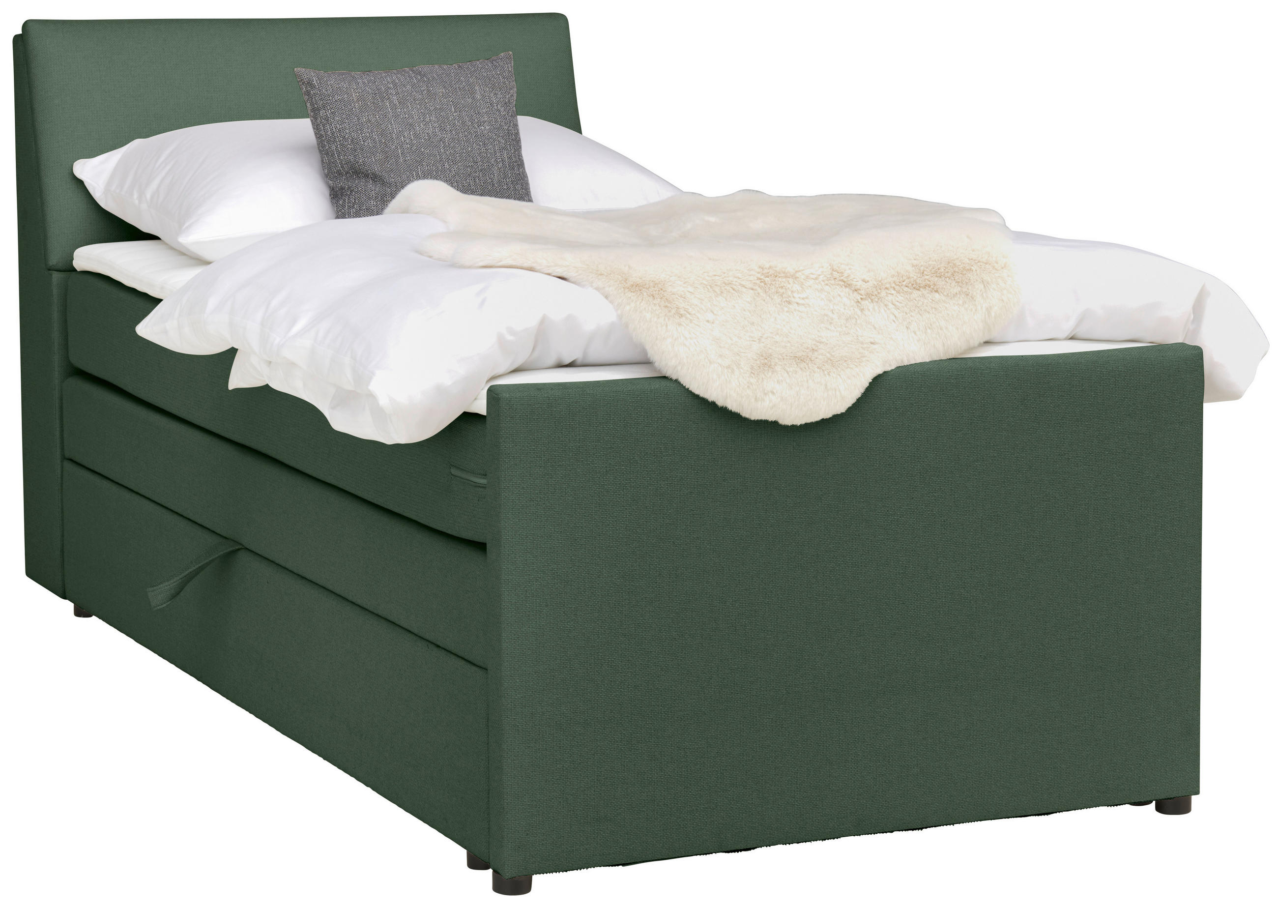 BOXSPRINGBETT 100/200 cm  in Grün  - Schwarz/Grün, MODERN, Holz/Textil (100/200cm) - MID.YOU