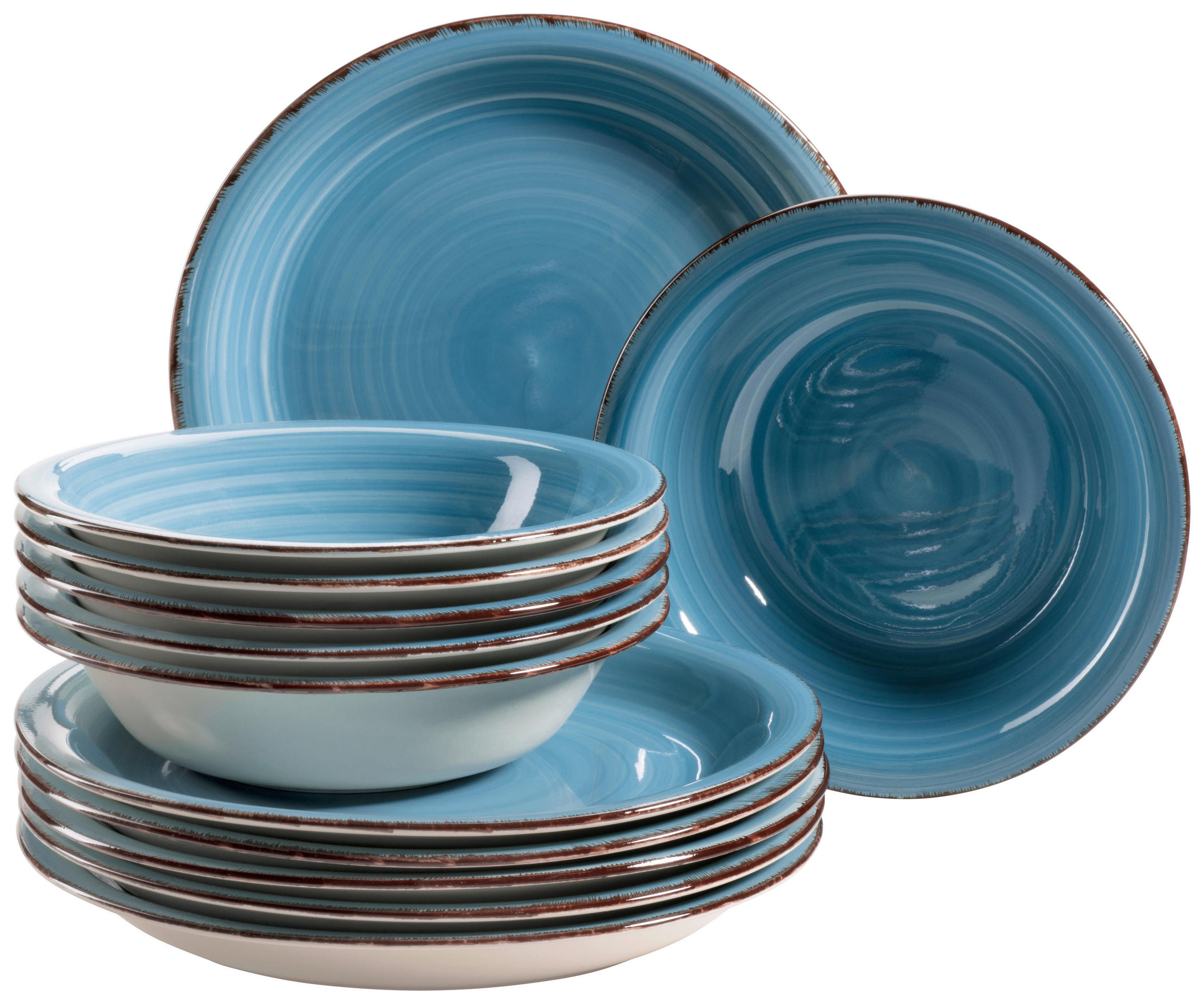 TAFELSERVICE LUMACA 12-teilig  - Dunkelblau, Basics, Keramik - Mäser