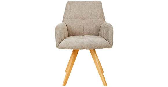 ARMLEHNSTUHL in Webstoff - Taupe/Eichefarben, KONVENTIONELL, Holz/Textil (62/87,5/68,5cm) - Linea Natura