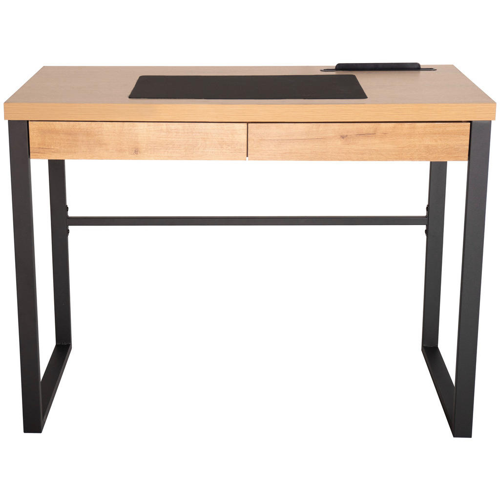 Thumbnail - Livetastic Schreibtisch, Schwarz, Eiche, Metall, Holzwerkstoff, furniert, 2 Schubladen, rechteckig, eckig, 100x75x50 cm,...