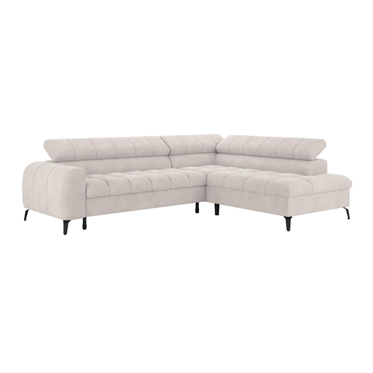 ECKSOFA in Weiss  - Weiss/Schwarz, Trend, Kunststoff/Textil (261/203cm) - Livetastic