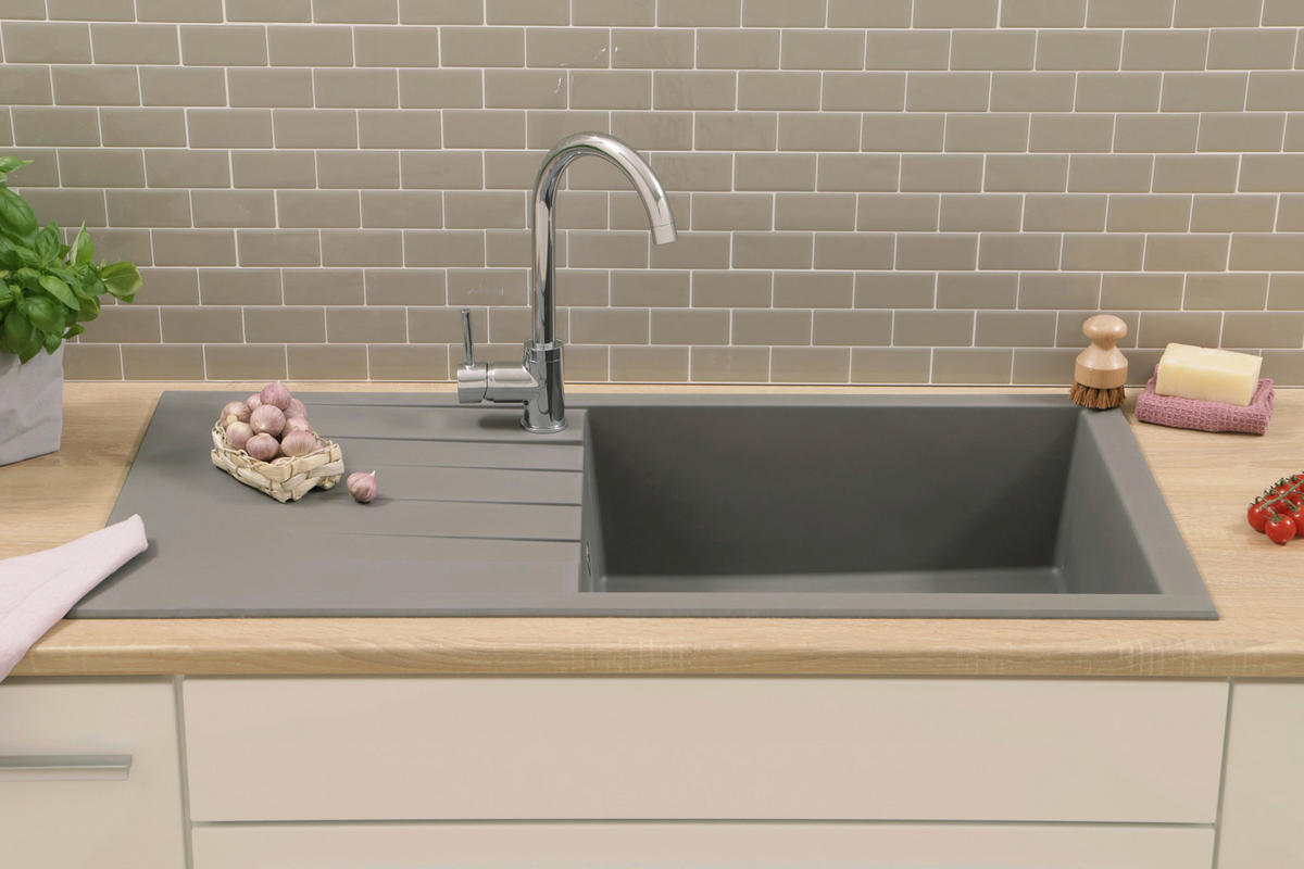 SPÜLE HOUSTON100X501BG  - Grau, Trend, Glas/Kunststoff (100/21/50cm) - Respekta