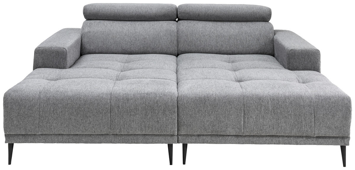 ECKSOFA  Silberfarben Chenille  - Silberfarben/Schwarz, KONVENTIONELL, Textil/Metall (200/188cm) - Livetastic