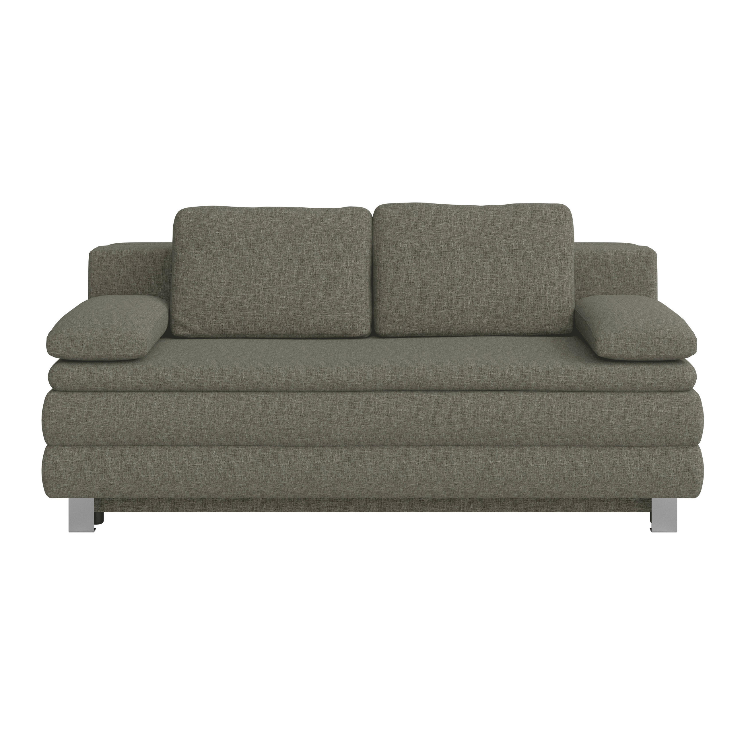 BOXSPRINGSOFA  mit Liegefunktion, Rücken echt Flachgewebe Grau  - Silberfarben/Grau, Design, Textil/Metall (202/96/105cm) - Carryhome