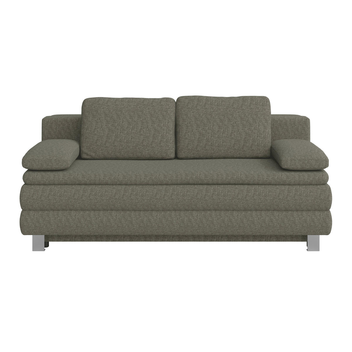 BOXSPRINGSOFA  mit Liegefunktion, Rücken echt Flachgewebe Grau  - Silberfarben/Grau, Design, Textil/Metall (202/96/105cm) - Carryhome