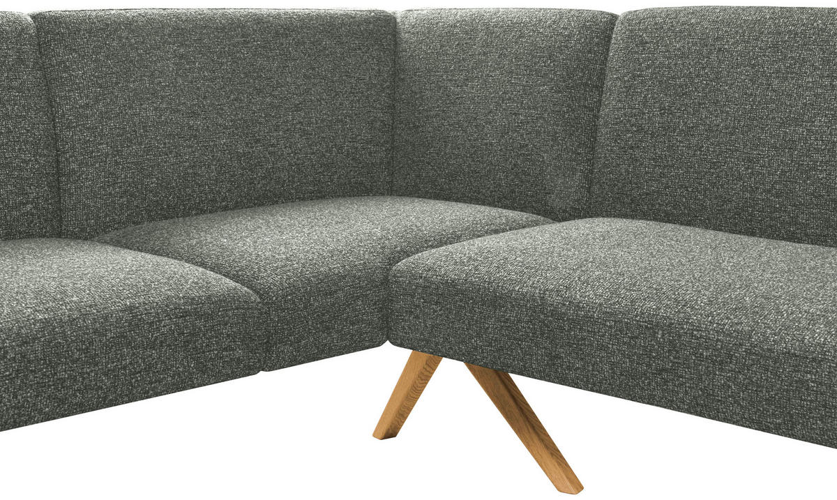 ECKBANK Holz, Textil Grün  - Eichefarben/Grün, Konventionell, Holz/Textil (172/218cm) - Linea Natura