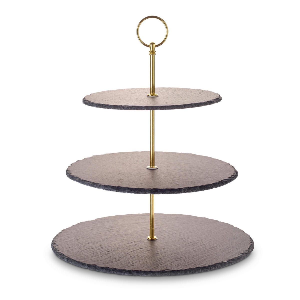 CUPCAKE-STÄNDER 3-stöckig - Goldfarben, Basics, Stein/Metall (30/25/20/35cm) - Echtwerk