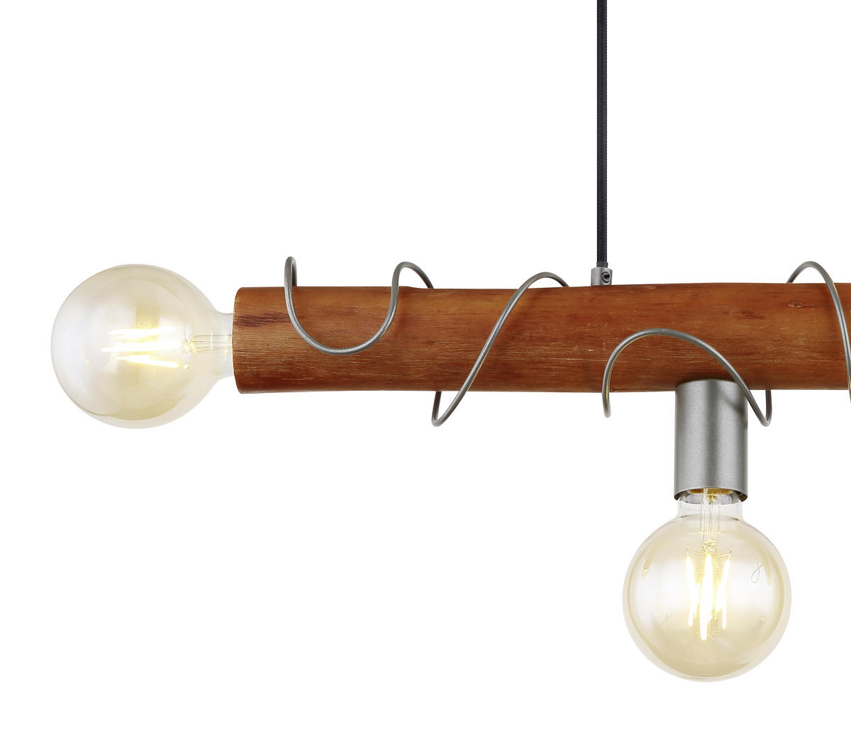 HÄNGELEUCHTE Alice 70/20/120 cm   - Braun/Grau, Natur, Holz/Metall (70/20/120cm) - Globo