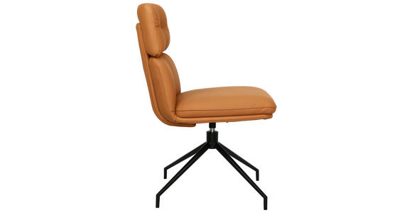 STUHL Echtleder Schwarz, Cognac  - Cognac/Schwarz, Design, Leder/Metall (50/92/64,5cm) - Dieter Knoll