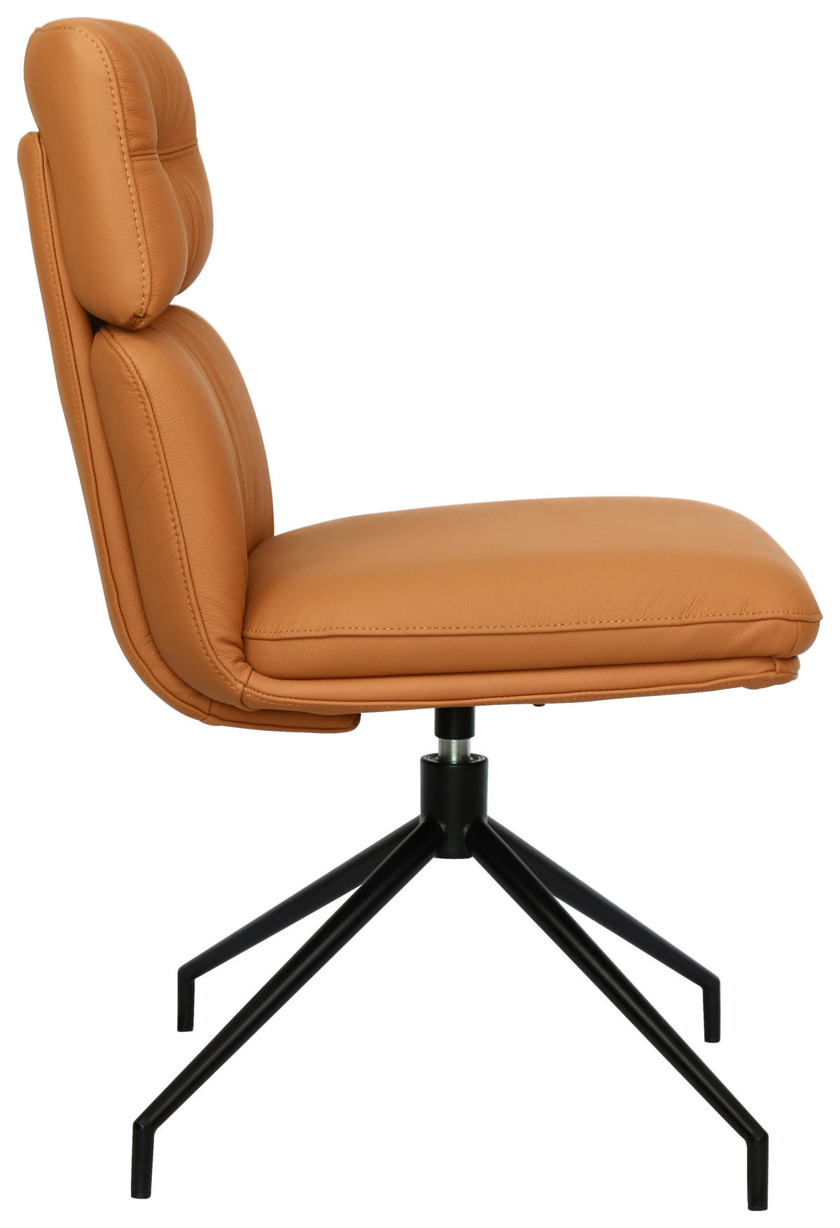 STUHL Echtleder Schwarz, Cognac  - Cognac/Schwarz, Design, Leder/Metall (50/92/64,5cm) - Dieter Knoll