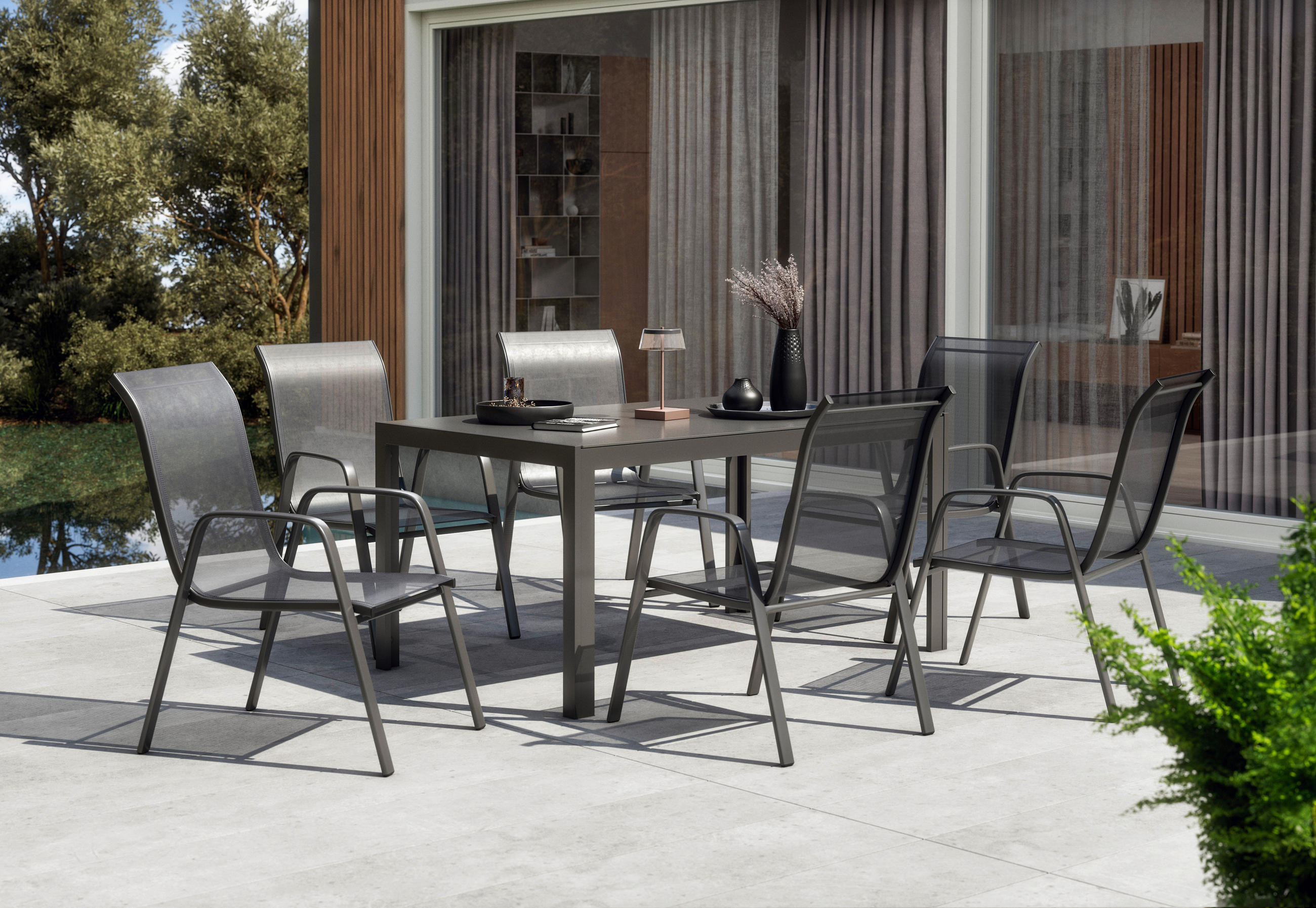 GARTENTISCH Metall, Glas Anthrazit rechteckig  - Anthrazit, Design, Glas/Metall (140/90/72cm) - Xora