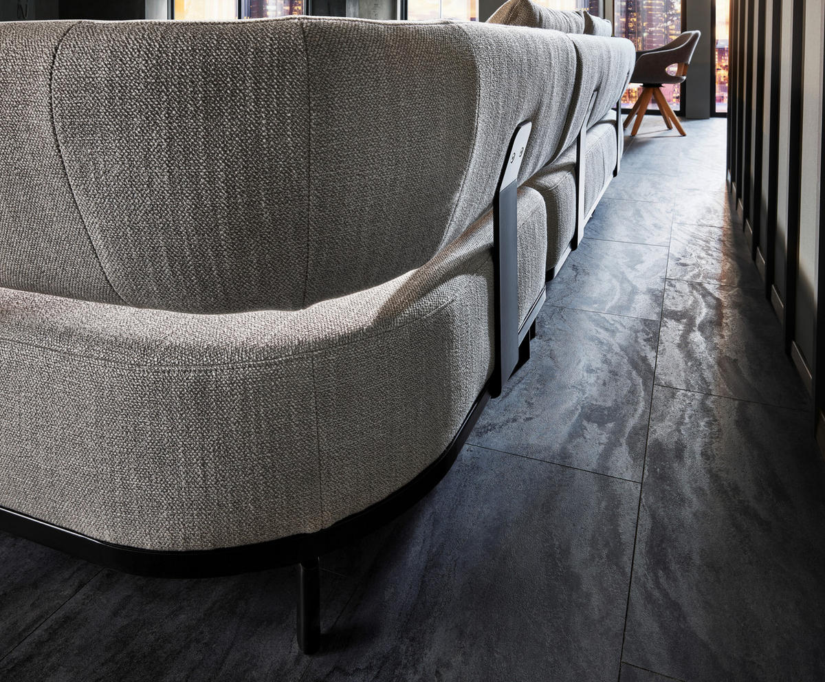 ECKSOFA Hellgrau Flachgewebe  - Hellgrau/Schwarz, Design, Textil/Metall (302/237cm) - Dieter Knoll