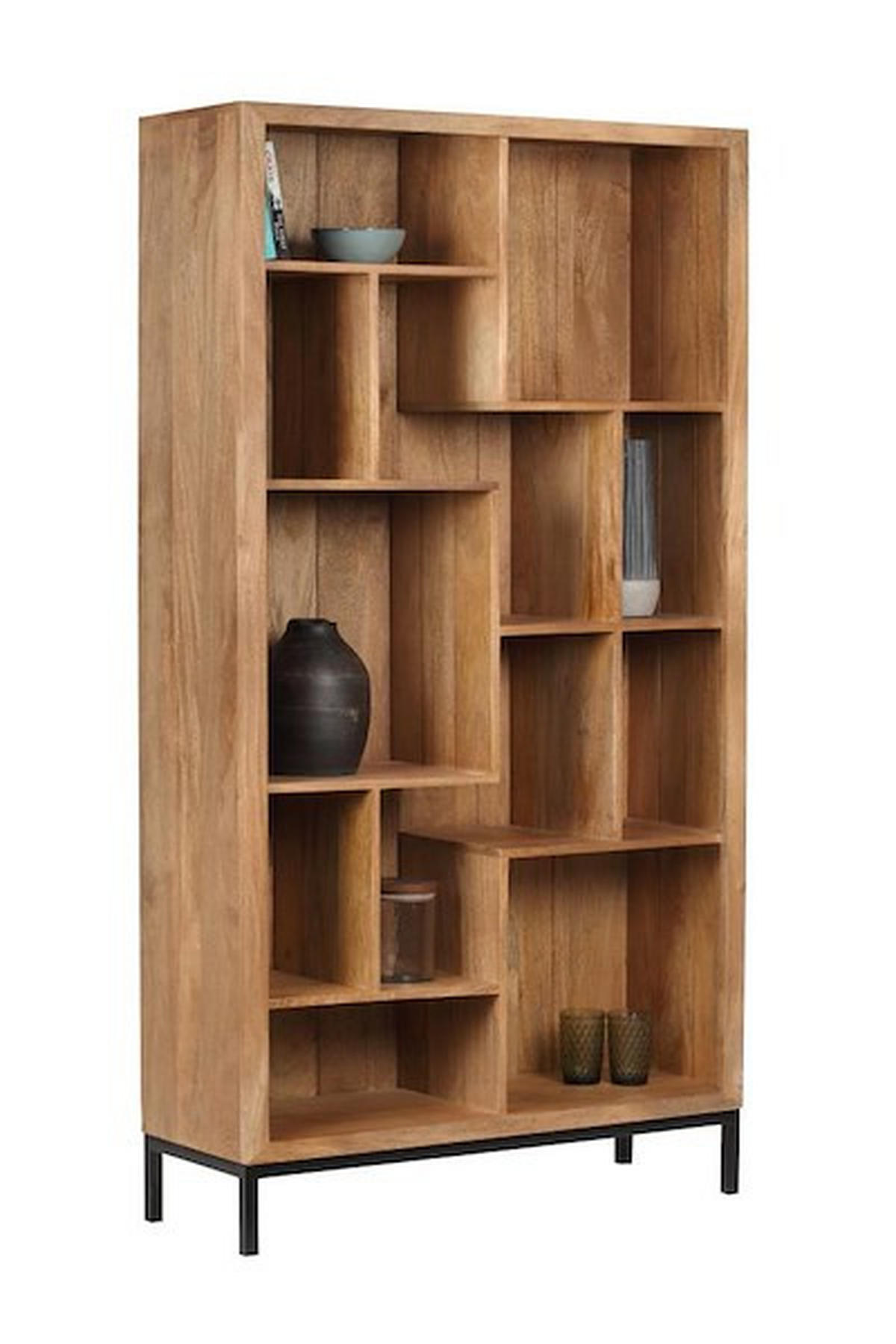 REGAL  100/186/36 cm Naturfarben  - Schwarz/Naturfarben, Design, Holz/Metall (100/186/36cm) - Livetastic