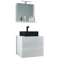 BADEZIMMER 3-teilig  in 61 cm  - Weiss/Schwarz, Modern, Glas/Keramik (61cm) - MID.YOU