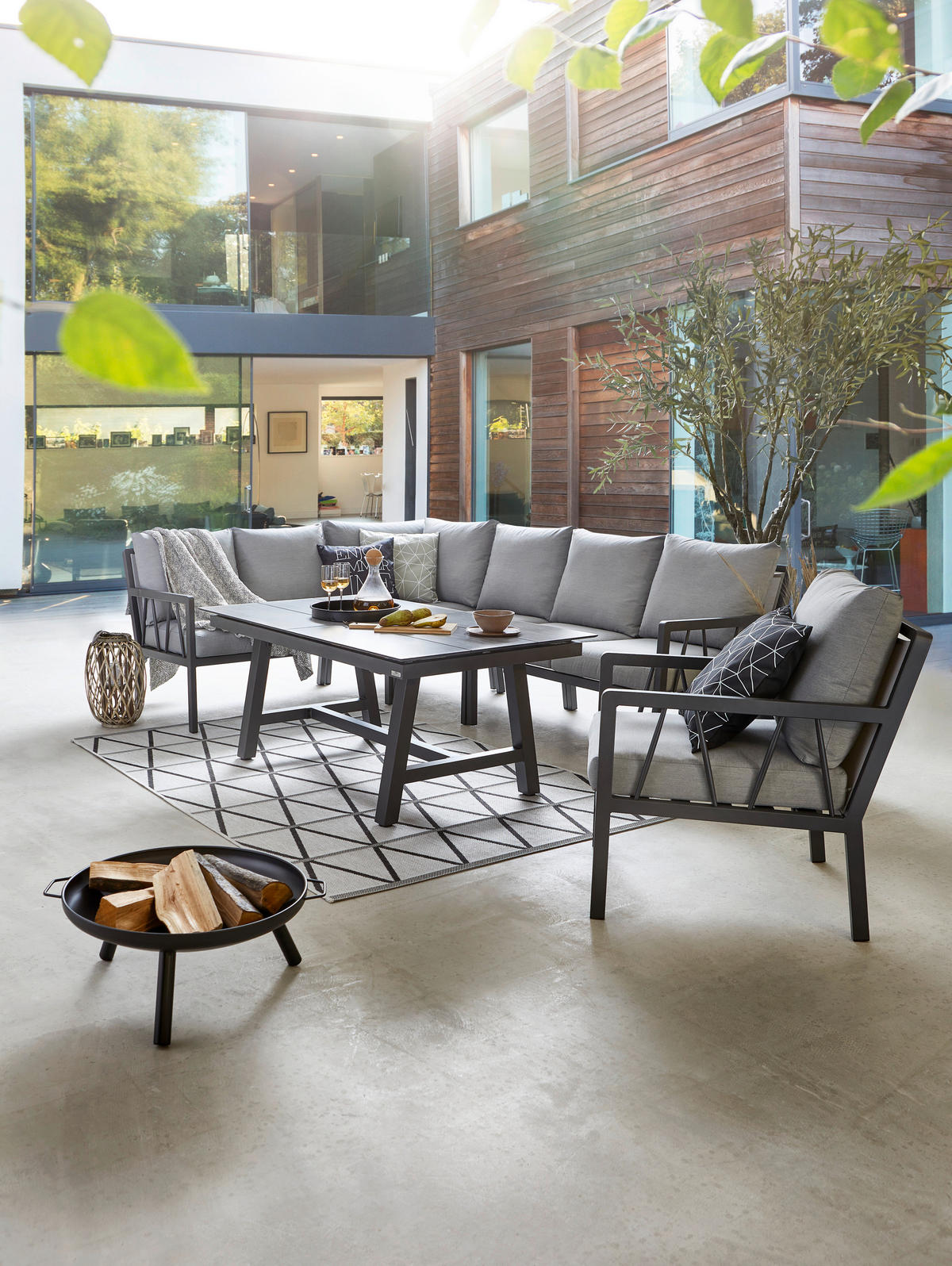 LOUNGEMITTELTEIL  - Anthrazit/Grau, Design, Textil/Metall (57/85/80cm) - Amatio