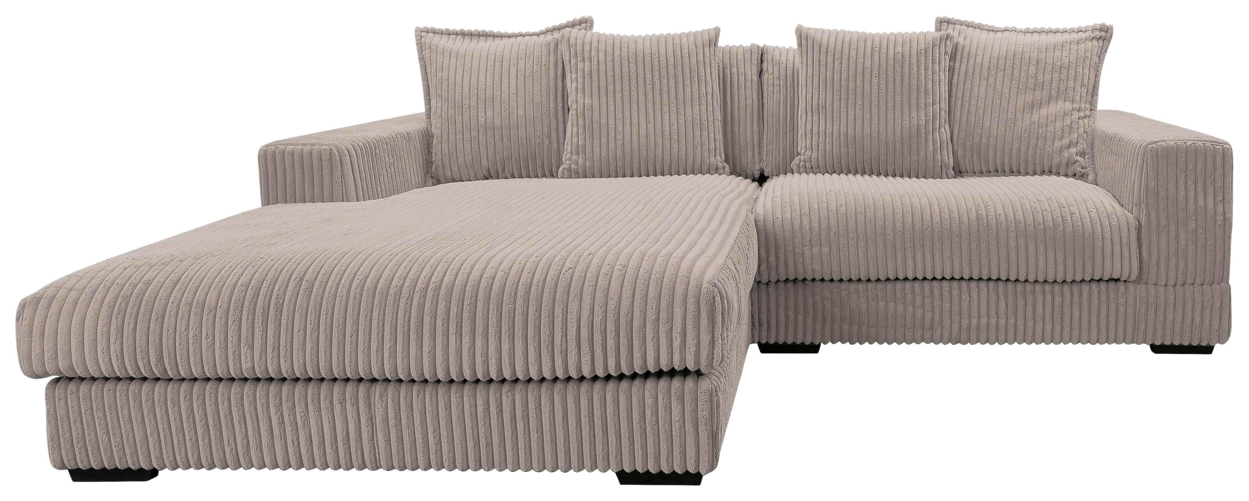 ECKSOFA Taupe Cord  - Taupe/Schwarz, Design, Kunststoff/Textil (195/285cm) - MID.YOU