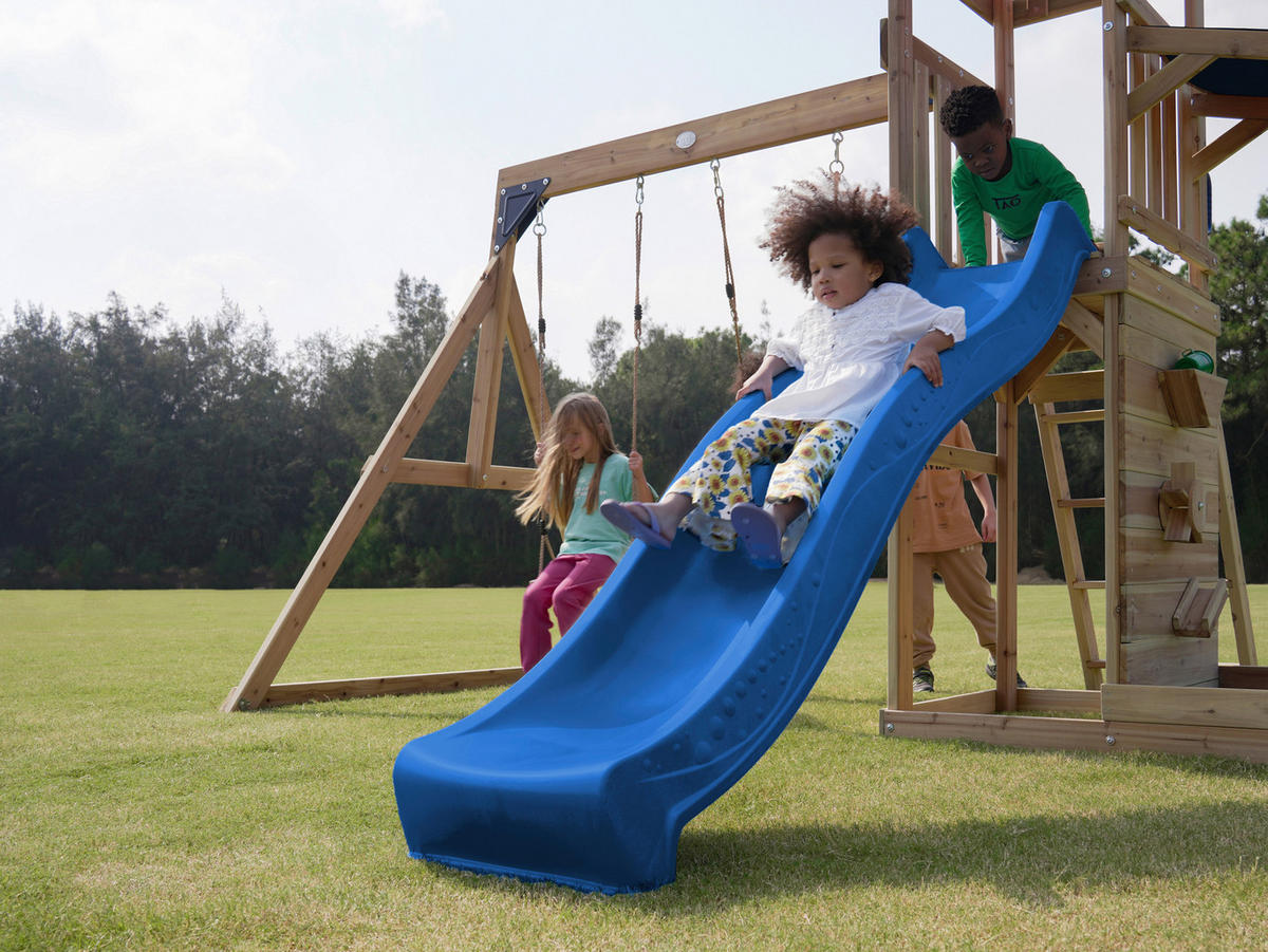 SPIELTURM 345/270/336 cm  - Blau/Braun, KONVENTIONELL, Holz (345/270/336cm) - Ambia Garden