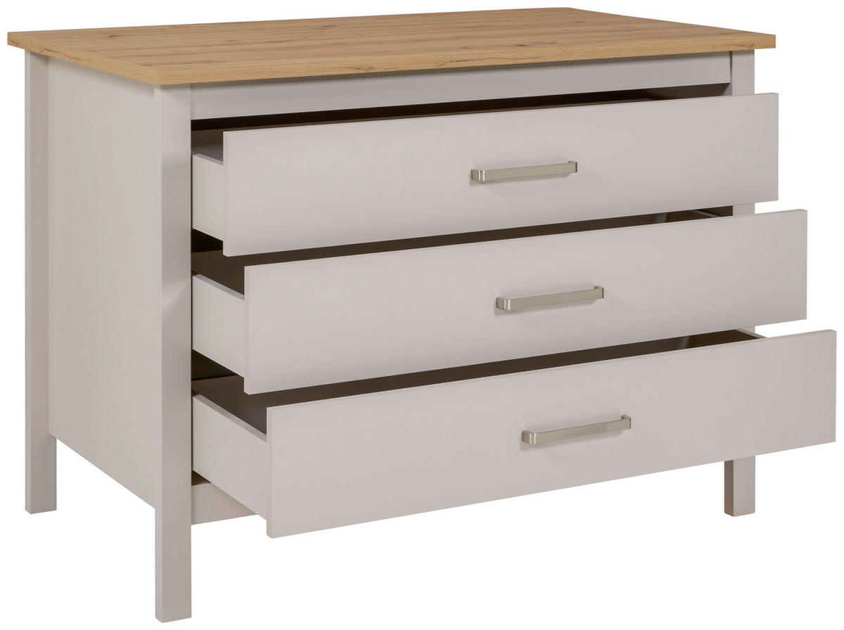 KÜCHENINSEL 124/91,5/75 cm  in Kaschmir, Eiche Artisan  - Kaschmir/Silberfarben, ROMANTIK / LANDHAUS, Holzwerkstoff/Metall (124/91,5/75cm) - home24