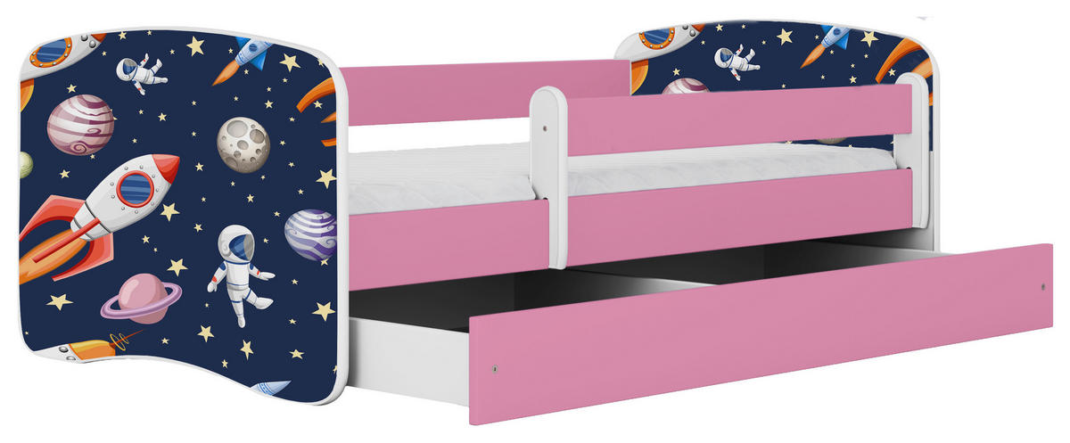 KINDER-/JUNIORBETT 80/160 cm  in Weiß, Pink  - Pink/Birkefarben, MODERN, Holz/Holzwerkstoff (80/160cm) - MID.YOU