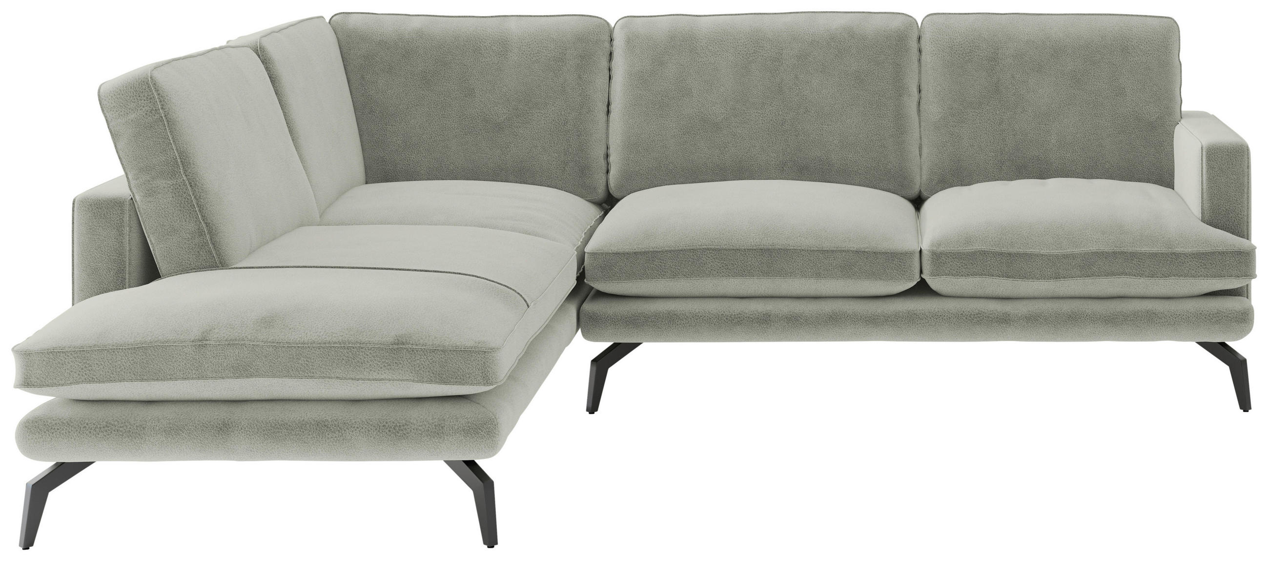 Thumbnail - Livetastic Ecksofa Bali, Hellgrau, Textil, 3-4-Sitzer, Füllung: Daunen, Silikon, Ottomane links, L-Form, 250x202 cm, Mad...