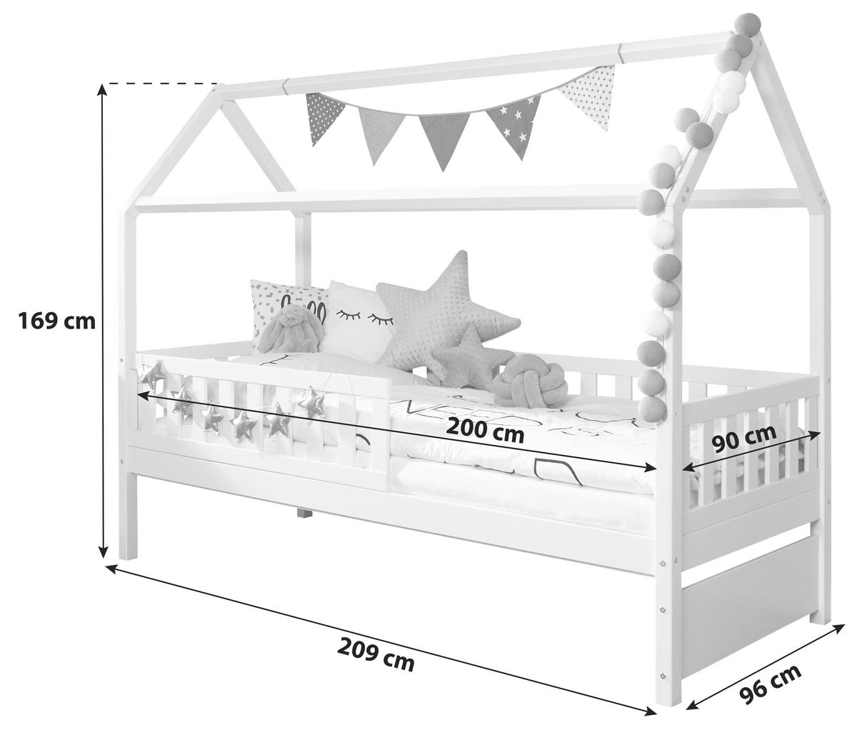 HAUSBETT 90/200 cm Weiss  - Weiss, Modern, Holz (90/200cm) - MID.YOU
