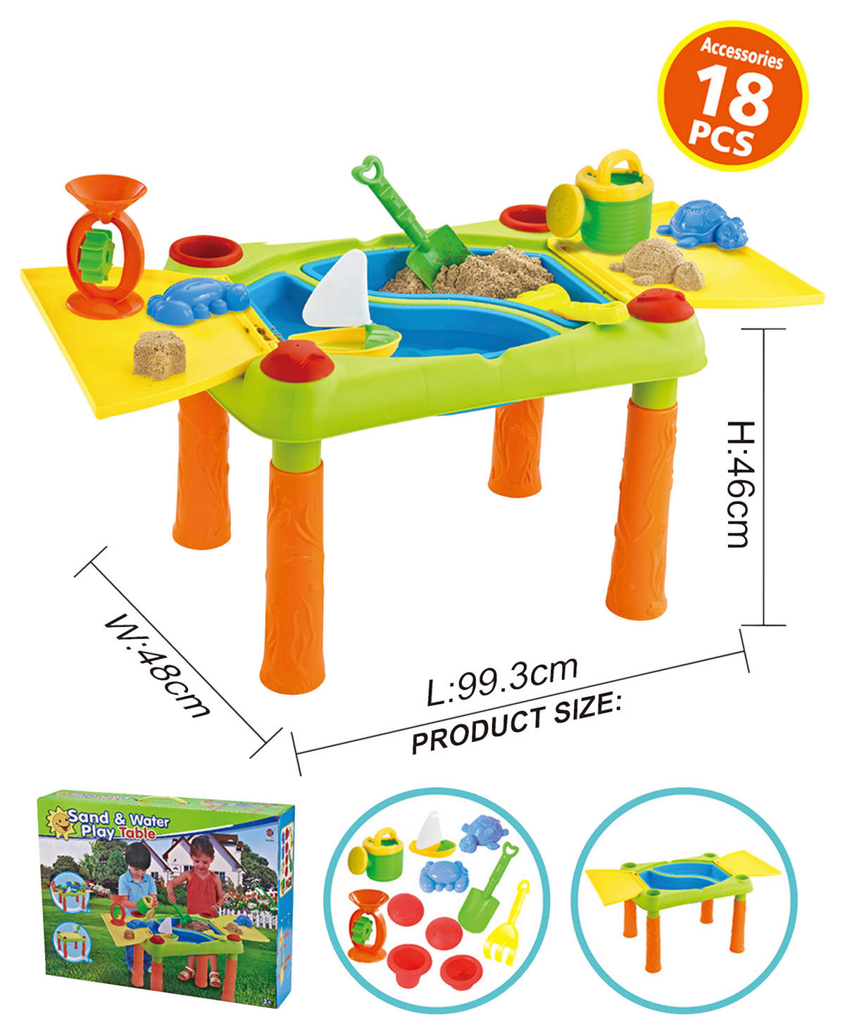 SAND- UND WASSERTISCH - Multicolor, Basics, Kunststoff (99,3/48/46cm)