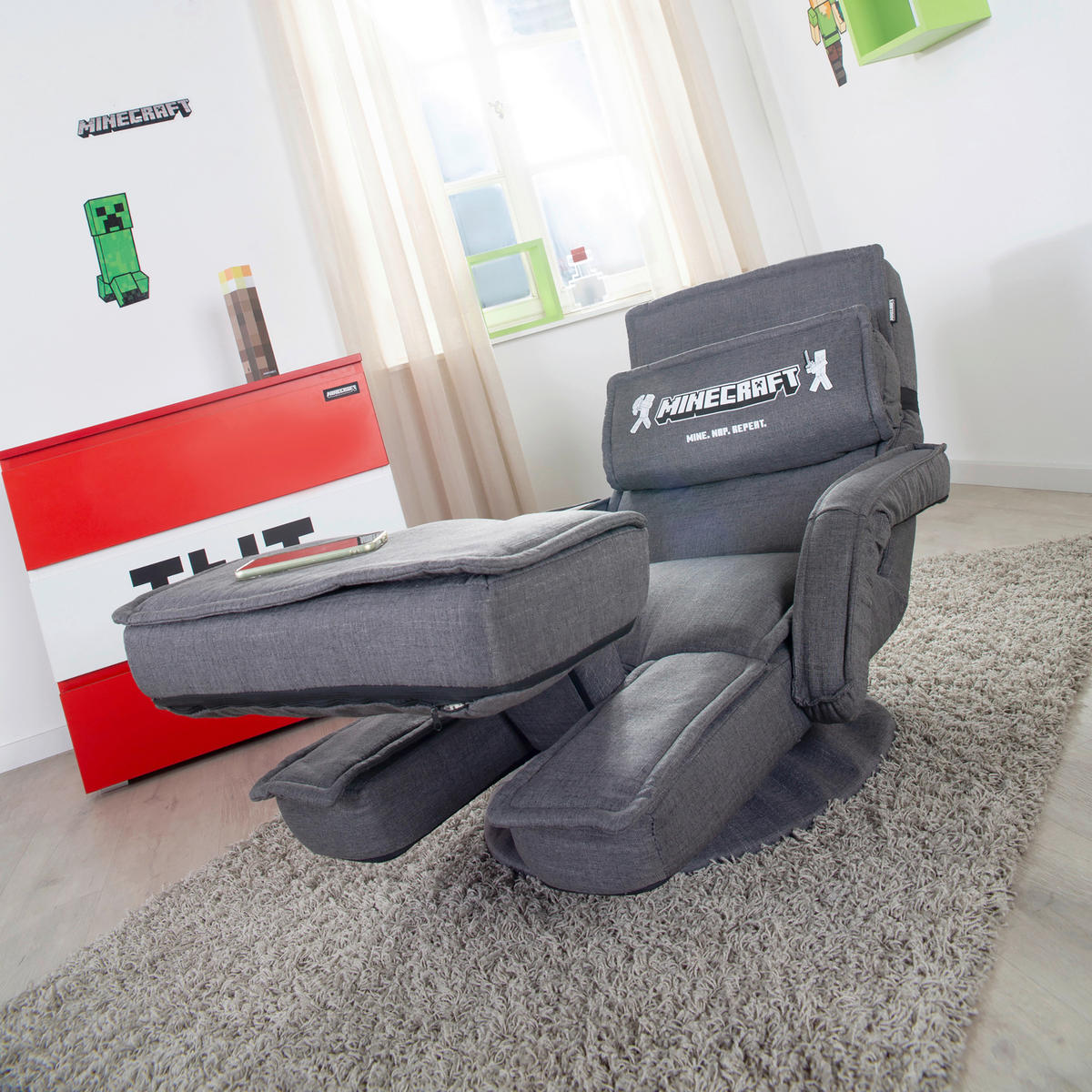 LOUNGESESSEL - Grau, MODERN, Textil/Metall (62/80/60cm) - Minecraft