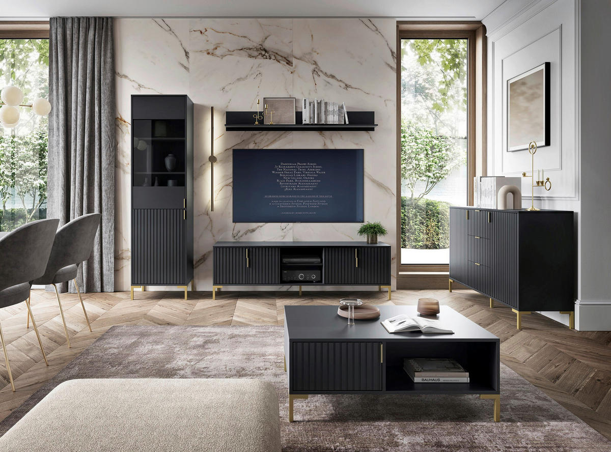 LOWBOARD Flinn  in 165/50/40 cm  - Goldfarben/Schwarz, Design, Holzwerkstoff/Metall (165/50/40cm) - Boxxx