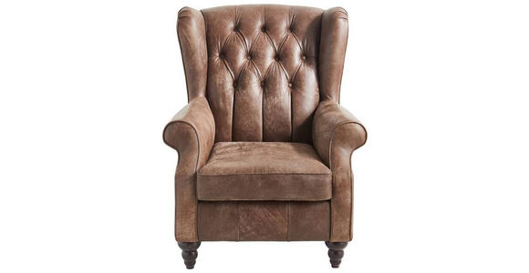 CHESTERFIELD-SESSEL Echtleder Dunkelbraun    - Dunkelbraun, LIFESTYLE, Leder (83/102/89cm) - Landscape