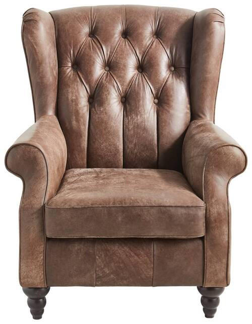 CHESTERFIELD-SESSEL Echtleder Dunkelbraun    - Dunkelbraun, LIFESTYLE, Leder (83/102/89cm) - Landscape