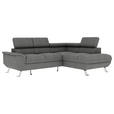 ECKSOFA Anthrazit Struktur  - Anthrazit/Silberfarben, KONVENTIONELL, Textil/Metall (268/207cm) - Carryhome