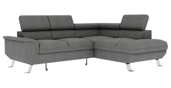 ECKSOFA Anthrazit Struktur  - Anthrazit/Silberfarben, KONVENTIONELL, Textil/Metall (268/207cm) - Carryhome