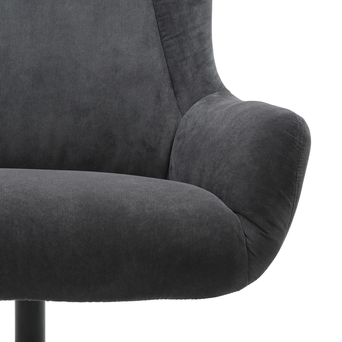 SESSELSET in Cord Anthrazit  - Anthrazit/Schwarz, MODERN, Textil/Metall (82/106/85cm) - Livetastic