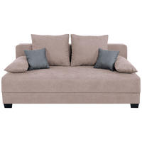 BOXSPRINGSOFA Webstoff Rosa  inkl. Zierkissen, Rückenkissen, Armlehnenkissen, Schlaffunktion, Rücken echt, Stauraum  - Schwarz/Rosa, Design, Kunststoff/Textil (200/90/110cm) - P & B