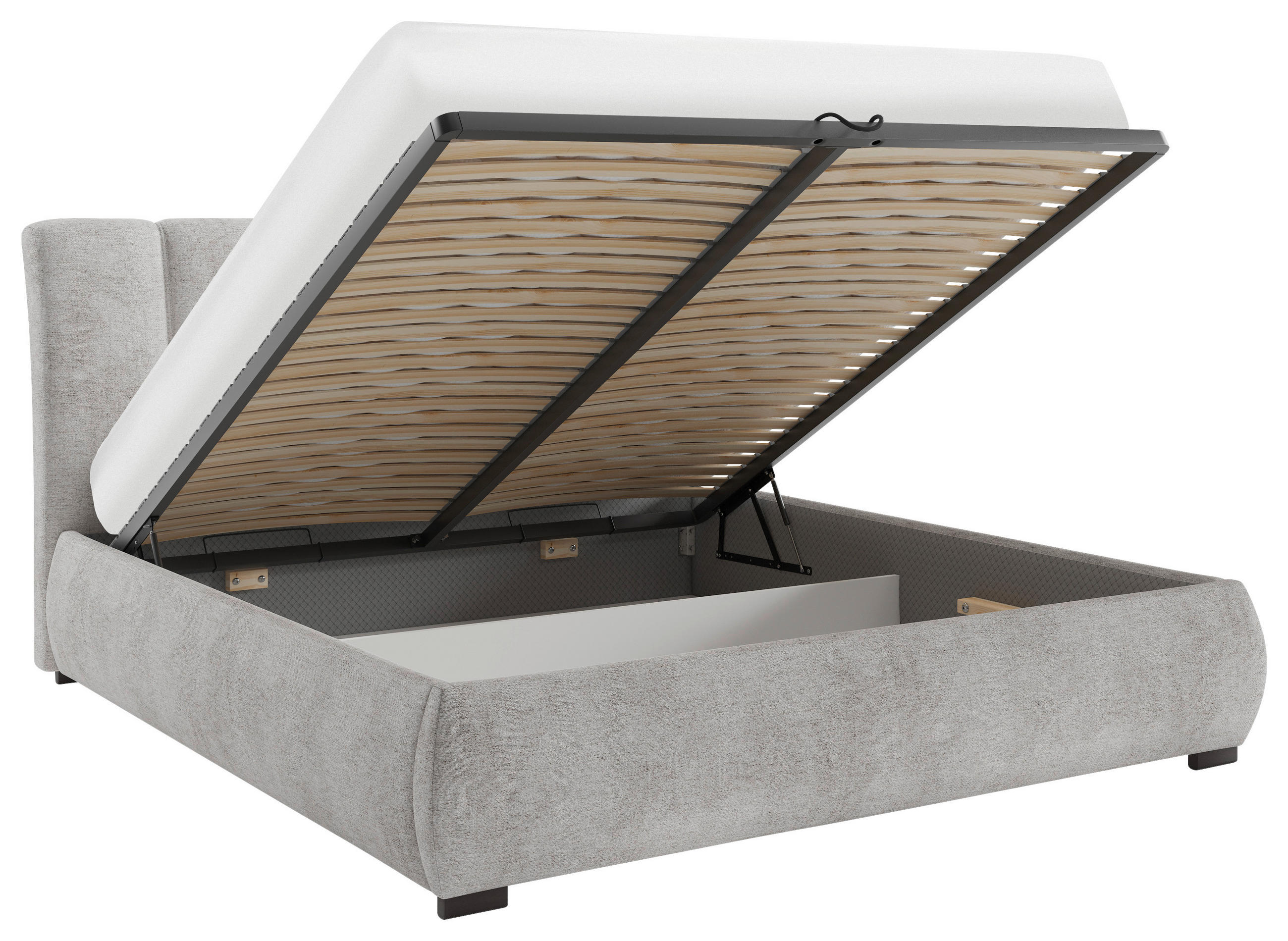 Thumbnail - Mid.you Polsterbett, Beige, Metall, Buche, 140x200 cm, Bettkasten, Lattenrost, gepolstertes Kopfteil, in verschiedenen G...