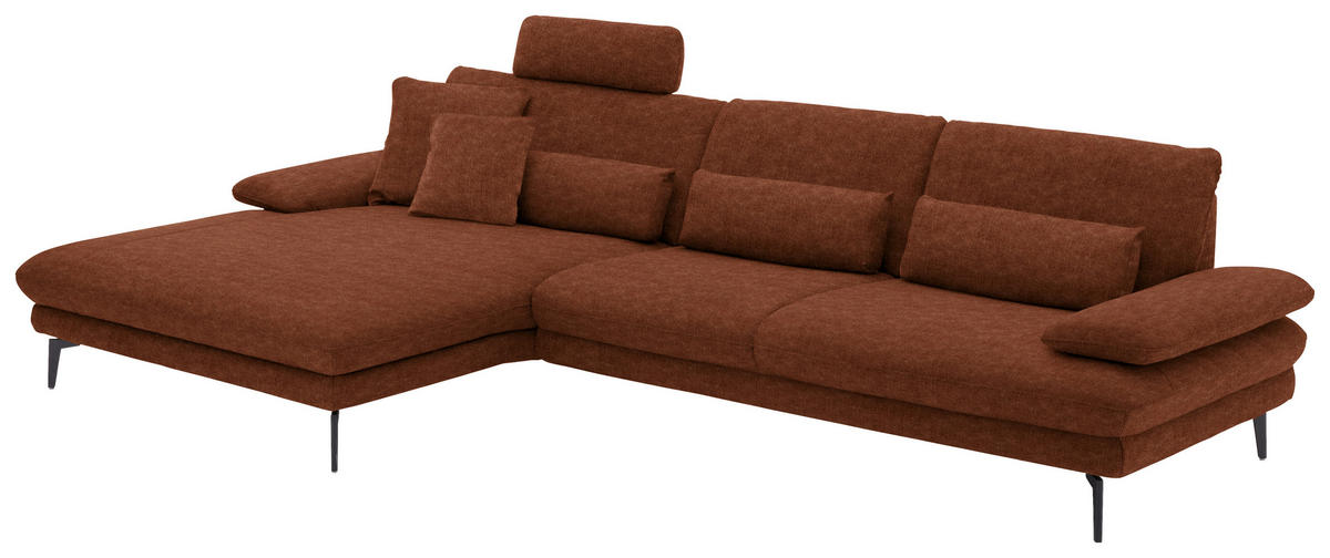 ECKSOFA in Velours Kupferfarben  - Schwarz/Kupferfarben, Design, Textil/Metall (180/310cm) - Dieter Knoll