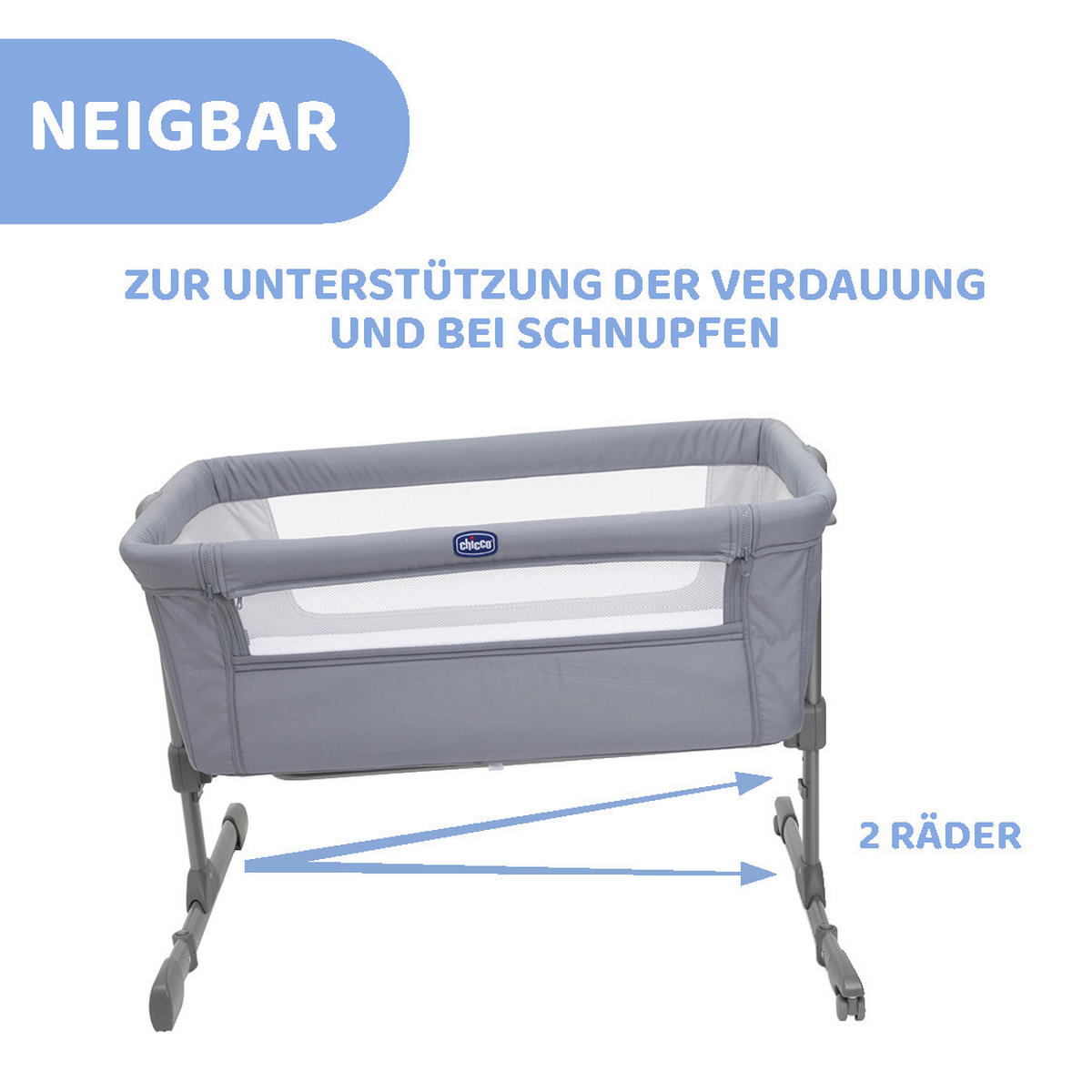 BEISTELLBETT NEXT2ME ESSENTIAL  - Grau, Basics, Textil/Metall (98/65/80/70,5cm) - Chicco