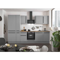 KÜCHENBLOCK 310 cm   in Grau, Eichefarben  - Eichefarben/Schwarz, Design, Holzwerkstoff/Kunststoff (310cm) - MID.YOU