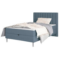 BOXSPRING-ÁGY  olajkék  - olajkék/fekete, Basics, faalapú anyag/textil (120cm) - Stylife