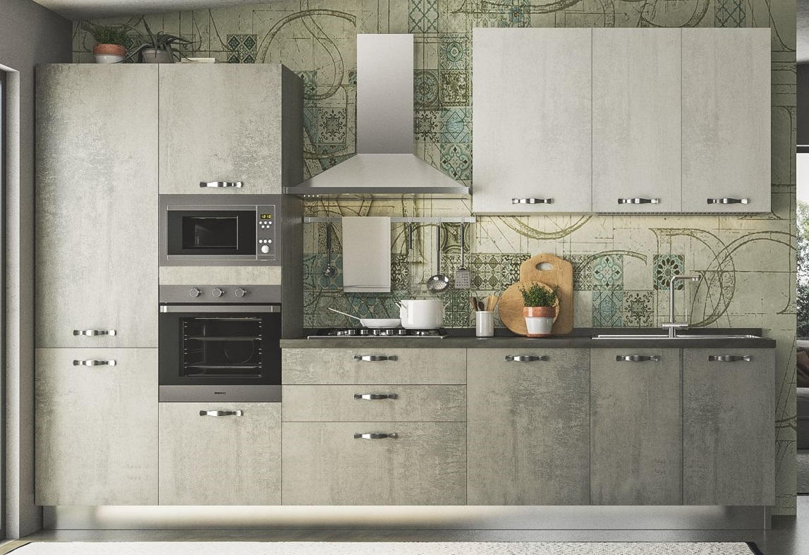 KUHINJSKI BLOK - siva/barve aluminija, Basics, leseni material (360/240cm) - Italstyle