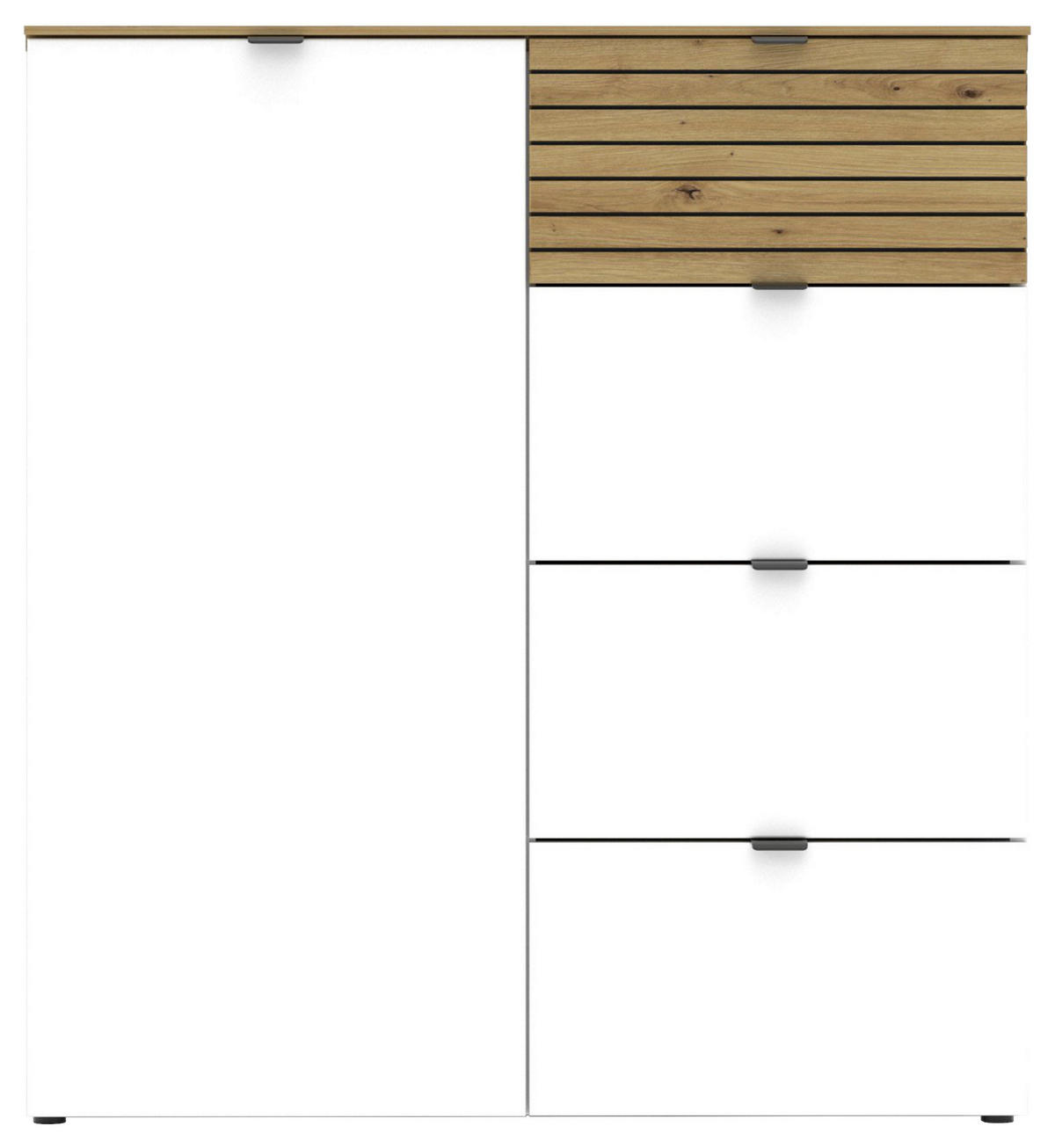 KOMODA, bela, hrast artisan  - črna/bela, Moderno, kovina/leseni material (90/99/41cm) - Voleo