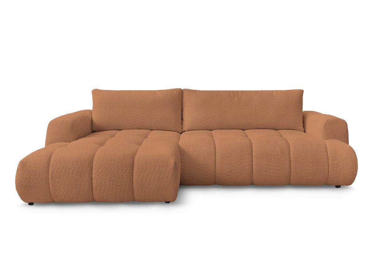 ECKSCHLAFSOFA FUJI Bouclé Orange  inkl.  - Schwarz/Orange, MODERN, Kunststoff/Textil (160/292cm)