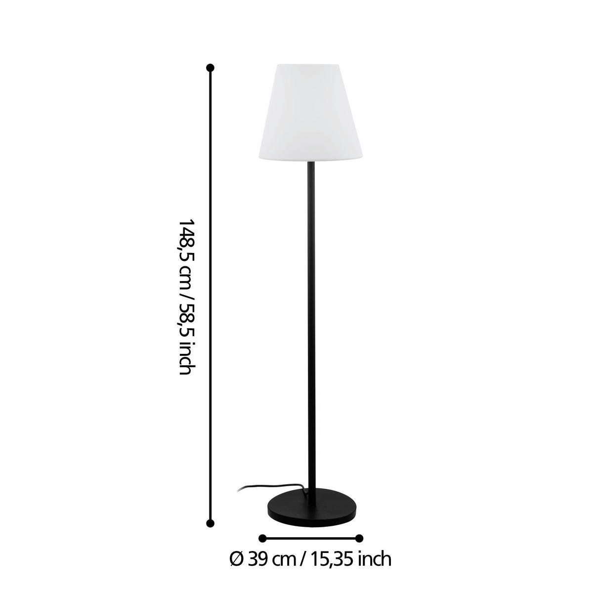 AUßENSTEHLEUCHTE 39/148,5 cm   - Schwarz/Weiß, Design, Kunststoff (39/148,5cm) - Eglo