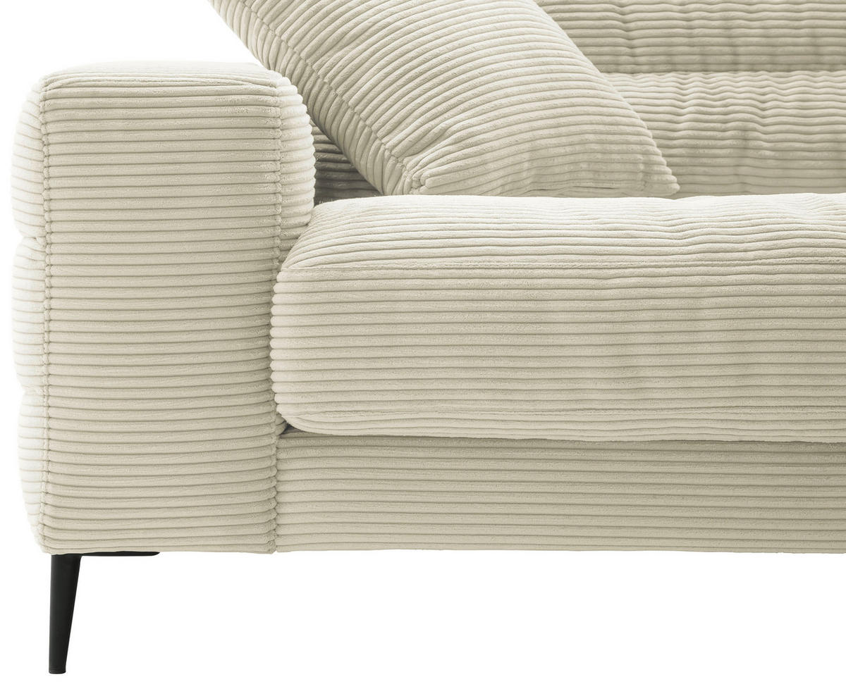 ECKSOFA in Cord Naturfarben  - Schwarz/Naturfarben, Design, Textil/Metall (207/296cm) - Dieter Knoll