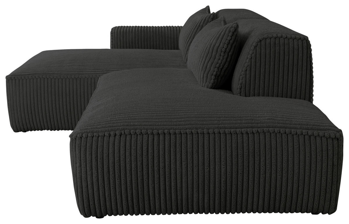 ECKSOFA BILLUND Schwarz Cord Nierenkissen  - Schwarz, KONVENTIONELL, Kunststoff/Textil (294/165cm) - Livetastic