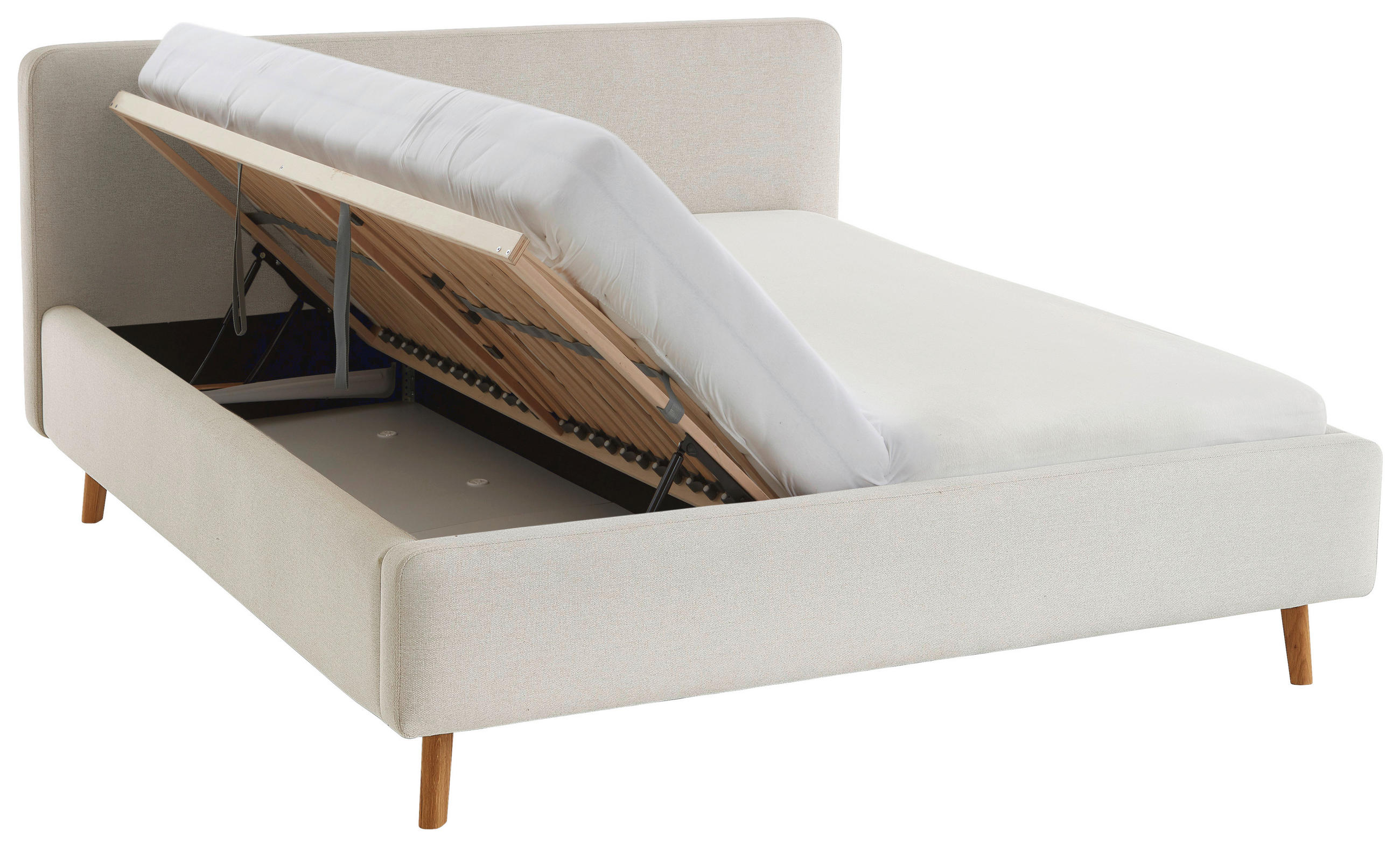 POLSTERBETT Lattenrost, Bettkasten 180/200 cm  in Beige  - Eichefarben/Birkefarben, Design, Holz/Textil (180/200cm) - Xora